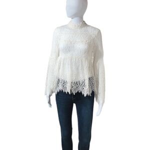 Ivory Lace Bell Sleeve Top NWT